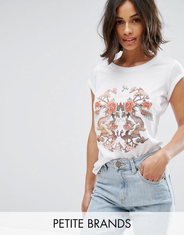 New Look Petite Dragon Motif T-shirt - White