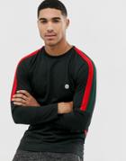 Le Breve Stripe Shoulder Long Sleeve T-shirt-black