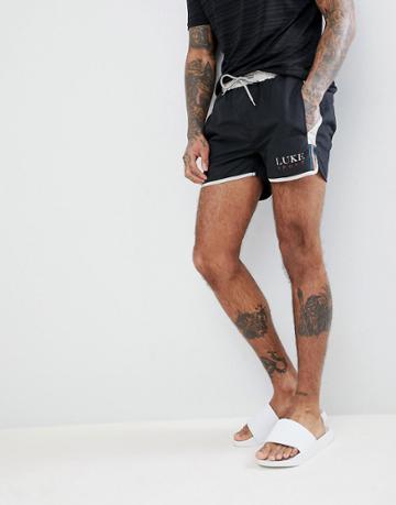 Luke Sport Chopper Harris Swim Shorts In Black/white - Black
