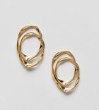 Asos Gold Plated Abstract Double Hoop Earrings - Gold