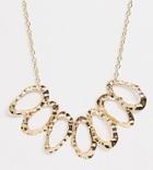 Asos Design Curve Statement Necklace With Hammered Open Shapes In Gold
