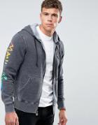 Maui Endless Summer Printed Zip Thru Hoodie - Black