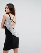 Asos Chainmail Asymmetric Back Mini Dress - Black