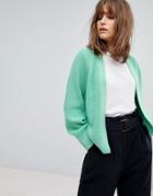Asos Design Eco Chunky Cardigan In Soft Yarn - Green