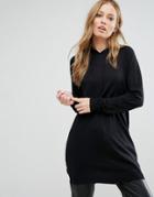 Jdy Knitted Hoodie Tunic - Black