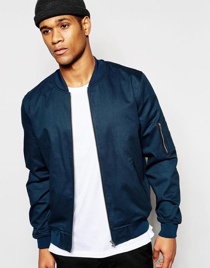 Asos Bomber Jacket In Teal - Teal