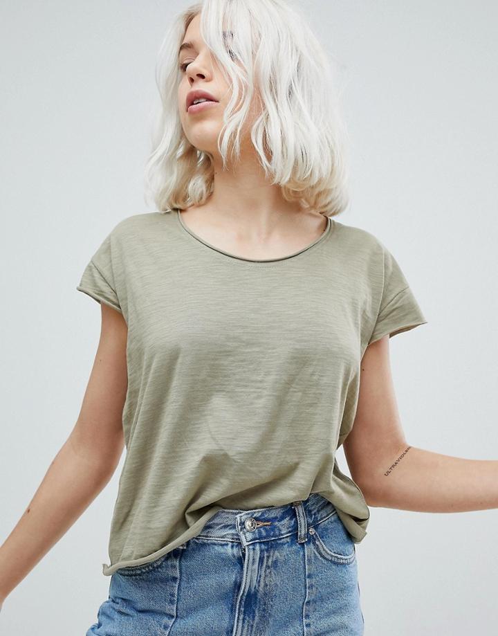 Pull & Bear Scoop Neck Tee - Green