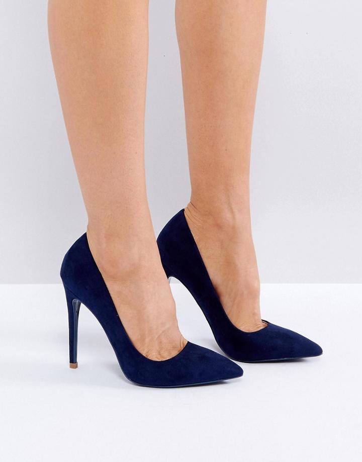 Public Desire Navy Pointed Pumps - Navy