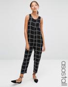 Asos Tall Minimal Jumpsuit In Rope Check - Black