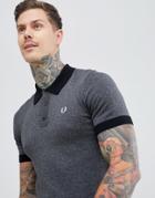 Fred Perry Marl Texture Polo Shirt In Dark Gray - Gray