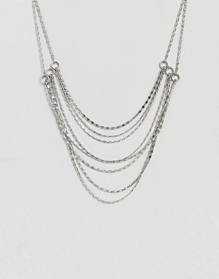 Asos Design Layered Chain Necklace - Silver