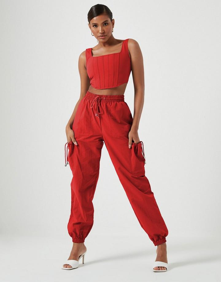Missguided Cargo Sweatpants In Orange