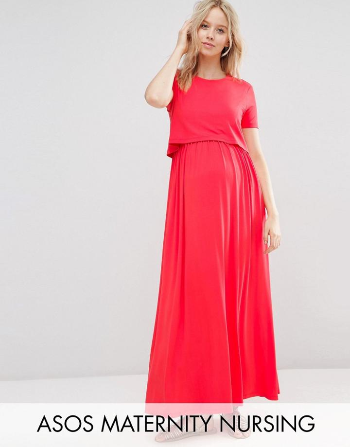 Asos Maternity Nursing Double Layer Maxi Dress - Orange