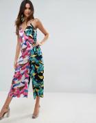 Asos Cami Jumpsuit In Mix And Match Tropical Print - Multi