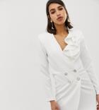 River Island Tailored Tux Dress In White - White