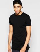 Asos Longline Muscle T-shirt With Side Zips In Black - Black
