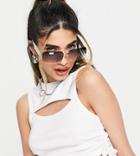 Collusion Ruche Side Cut Out Tank Top In White