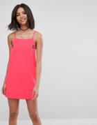 Asos Shift Dress With Eyelet Detail-pink