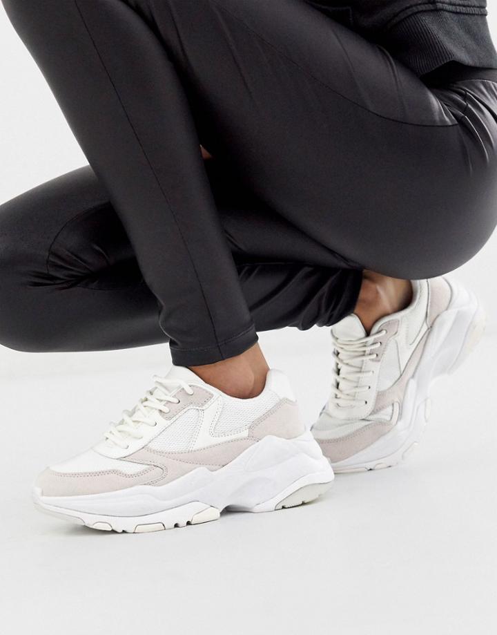 Asos Design Disposition Chunky Sneakers In White/off White-multi