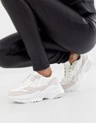 Asos Design Disposition Chunky Sneakers In White/off White-multi
