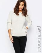 New Look Petite Side Tie Up Knitted Sweater - Cream