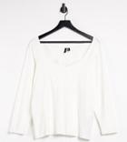 Vero Moda Curve Long Sleeve T-shirt With Sweetheart Neck In White