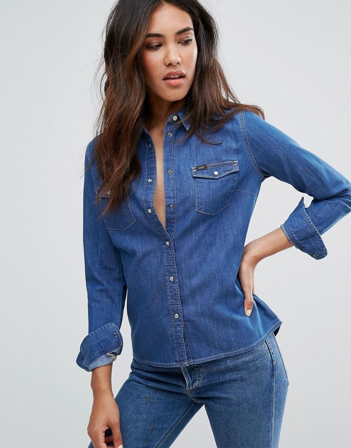 Lee Slim Fit Western Denim Shirt - Blue