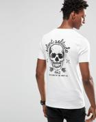 Asos Muscle T-shirt With Skull Style Chest And Back Print - White
