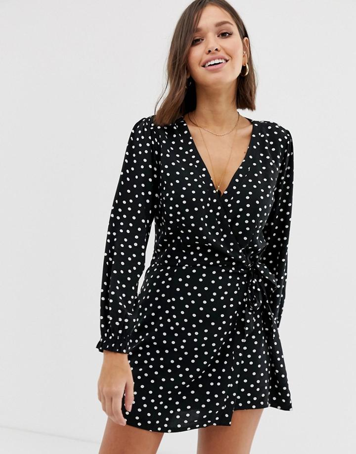 Abercrombie & Fitch Romper In Polka Dot-black