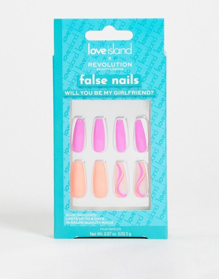 Revolution Love Island False Nails - Will You Be My Gf?multi