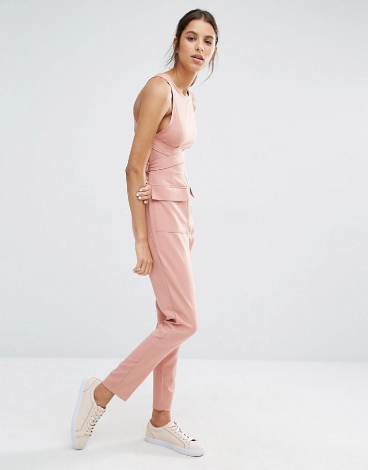 Missguided Pocket Detail Jumpsuit - Nude