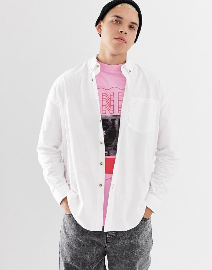 Collusion Oversized Oxford Shirt In White - White