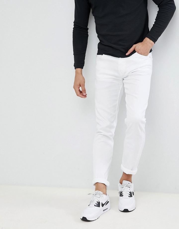 Love Moschino Skinny Jeans In White With Milano Logo - White