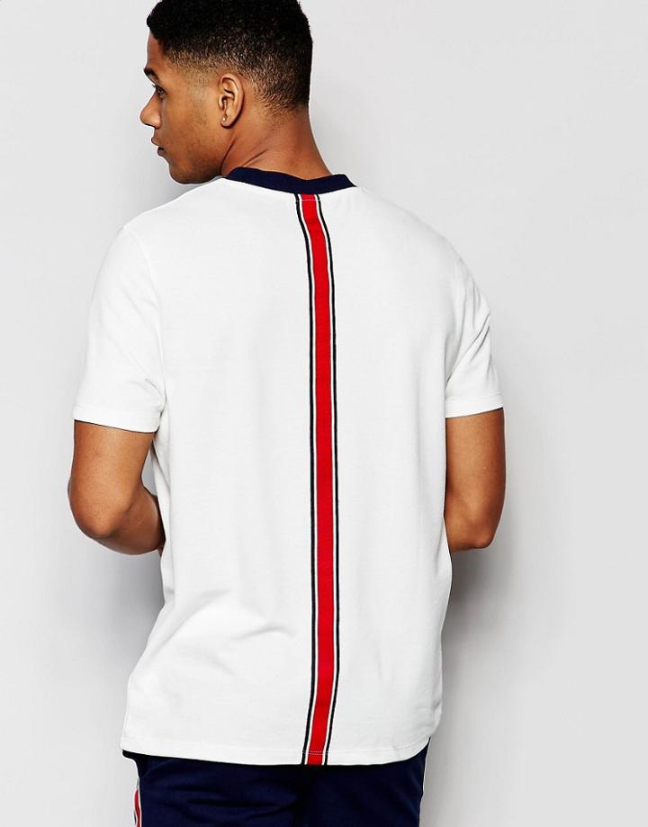 Asos Loungewear T-shirt In Pique With Stripe Taping Detail - Off White