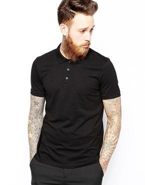 Asos Polo Shirt In Jersey - Black