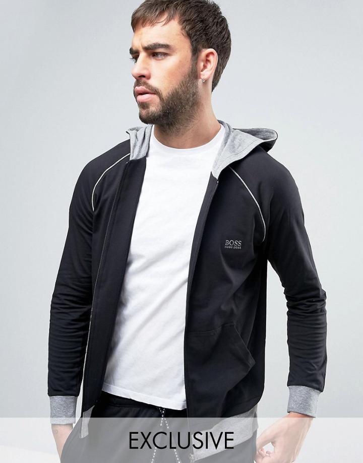Boss By Hugo Boss Hooded Sweat Top With Logo - Black