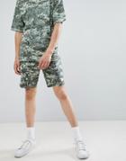 Only & Sons Jersey Short With Digital Camo Print - Green