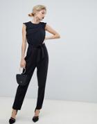 Oasis Jumpsuit With Frill Detail In Black - Black