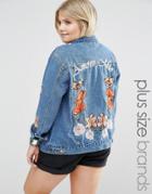 Alice & You Denim Jacket With Butterfly Floral Embroidery - Blue