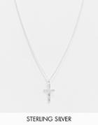 Asos Design Sterling Silver Necklace With Cross Pendant In Silver