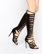 Asos Half-time Lace Up Heeled Sandals - Black