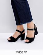 New Look Wide Fit Low Chunky Heeled Sandal - Black