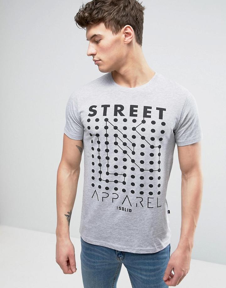 Solid T-shirt With Street Apparel Print - Gray