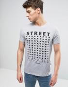Solid T-shirt With Street Apparel Print - Gray