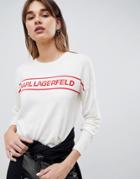 Karl Lagerfeld Logo Front Knitted Sweater - White