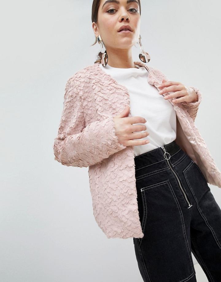 Unreal Fur Dream Faux Fur Collarless Jacket-pink