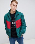 New Look Color Block Jacket With Funnel Neck In Red - Red