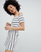 Bershka Off The Shoulder Romper In Black - Black