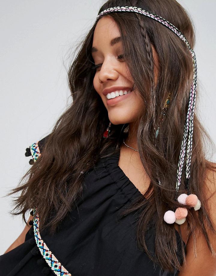 Asos Pom Pom Charm Festival Headband - Multi