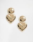 New Look Dimpled Vintage Heart Earrings In Gold - Gold